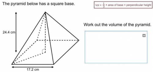 The pyramid has a square base.Work out the volume of the pyramid.