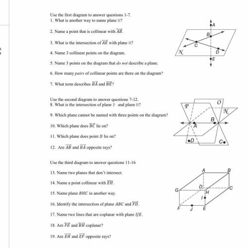 Answer 1-19 please this is points lines and planes practice