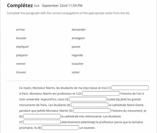 Complétez Fill in the blanks Activity

Instructions
Complete the paragraph with the correct conjug