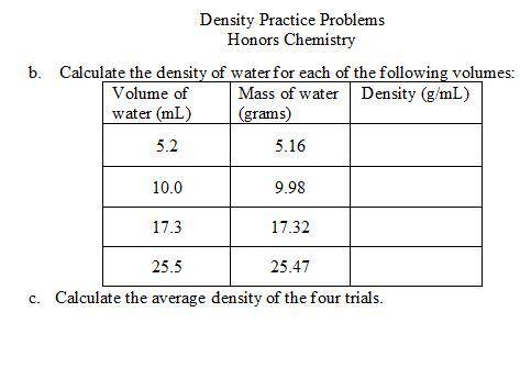 Density related questions. Please help! Question is attached below.