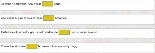 Abel is making brownies for a bake sale.

The recipe shows the amount of each ingredient needed to