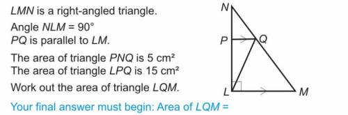 LMN is a right-angled triangle
Area of LQM =