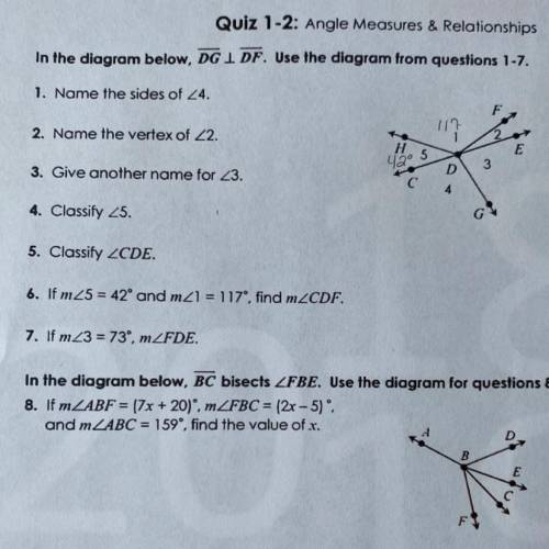 If m angle 3 = 73 degrees, m angle FDE. What does this mean? It’s question #7. And how do I do it?