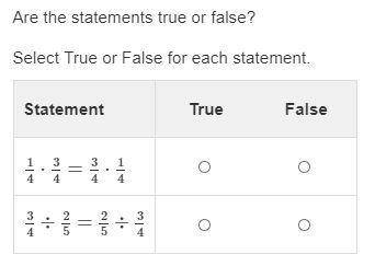 WILL GIVE BRAINLIST PLEASE HELP

Are the statements true or false?
Select True or False for each s