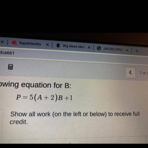 How to solve P=5(A+2)B+1