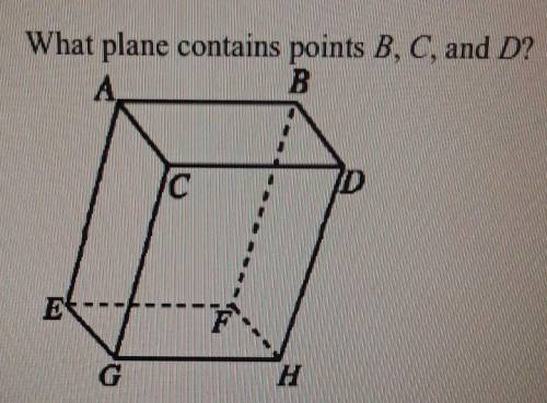 What plane contains points B, C and D? E
