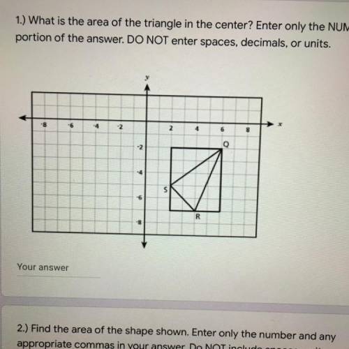 What is the area of the triangle in the center