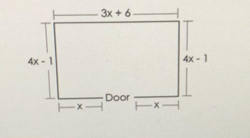 What is an expression that represents the area of the rectangular room? How can the expression be r