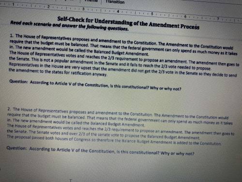 Amendment Process Questions I need help!!