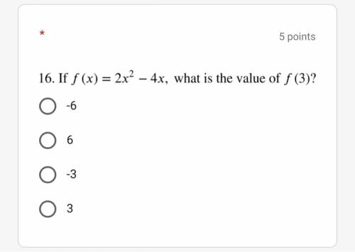 If f (x) = 2x2 - 4x, what is the value of f(3)