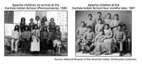 This pair of photographs suggests that the major purpose of the Carlisle Indian School was to

tra