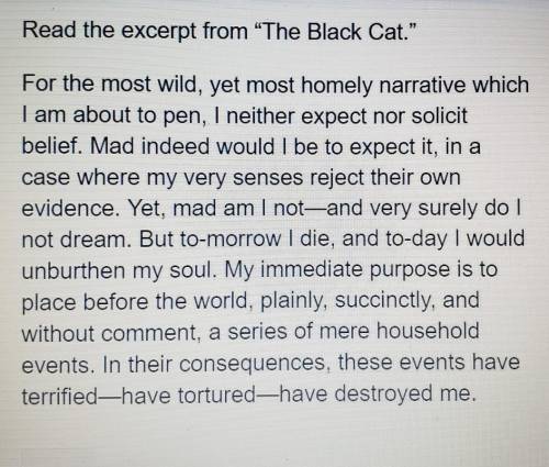 Help ASAP). Read the excerpt from  The Black Cat. Which details support the idea that the first-p
