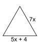 An equilateral triangle is shown below. What is the value of x?