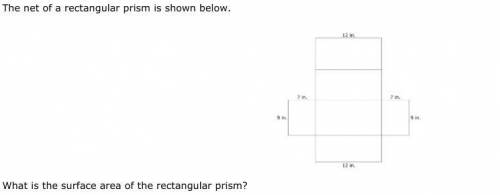 The net of a rectangular prism is shown below.

28624
What is the surface area of the rectangular