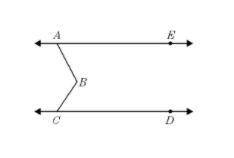 In the diagram below, the lines are parallel. m∠BCD = 52° and m∠EAB = 73°. What is the measure of ∠