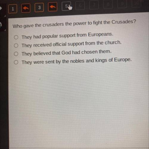 Who gave the crusaders the power to fight the Crusades?

O They had popular support from Europeans