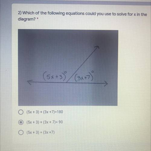 Which of the following equations could you use to solve x in the diagram?