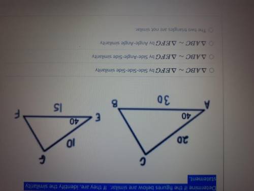 Determine if the figures below are similar. If they are, identify the similarity statement.