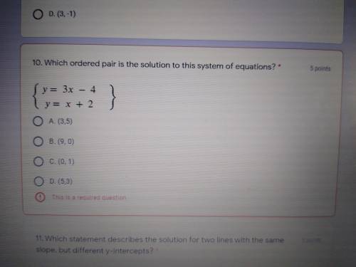 ⚠️Which ordered pair is the solution to this system of equations?⚠️