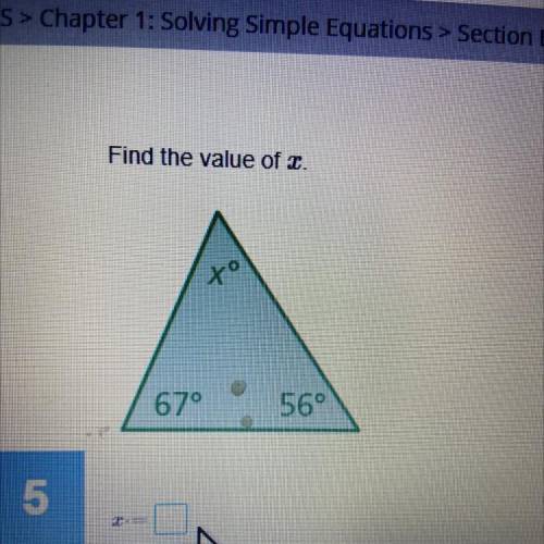 Find the value of X.
to
67°
56°