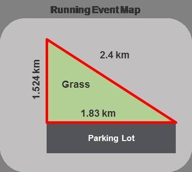 The red lines on the diagram show the layout for a running event. Runners will race around the tria