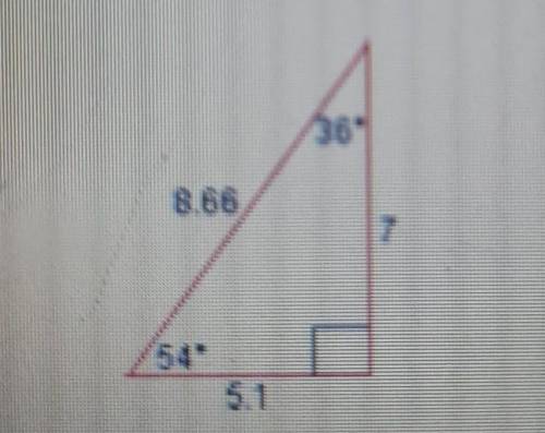 Classify the following triangle. Check all that apply. 36 8.66 54 5.1

A. obtuse B. scalene C. acu