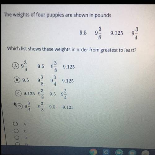 The weights of four puppies are shown in pounds.
M