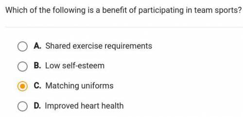 Which of the following is a befit participating in team sports?