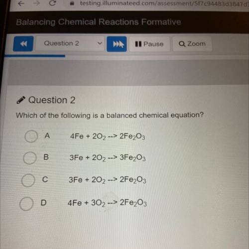 Which of the following is a balanced chemical equation
