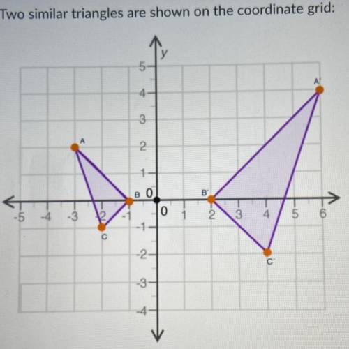 Two similar triangles are shown on the coordinate grid: which set of transformation has been perfor