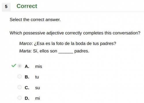 Which possessive adjective correctly completes this conversation?

Marco: ¿Esa es la foto de la bo