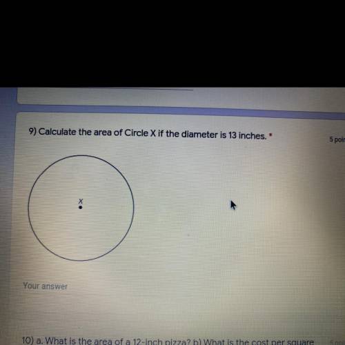 Calculate the area of Circle X if the diameter is 13 inches