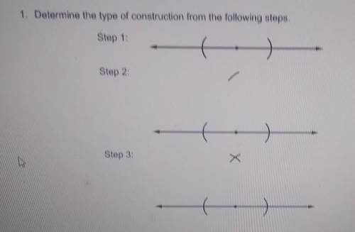 1. Determine the type of construction from the following steps.

Parallel Perpendicular Congruent