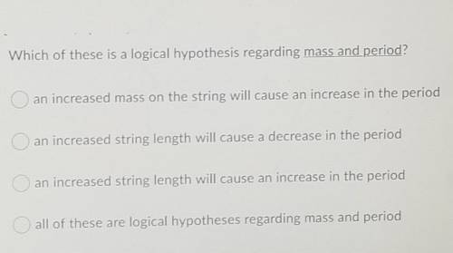 Which of these is a logical hypothesis regarding mass and period