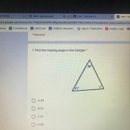 Find the missing angle in the triangle