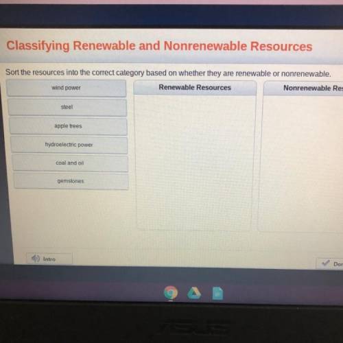 Sort the resources into the correct category based on whether they are renewable or nonrenewable