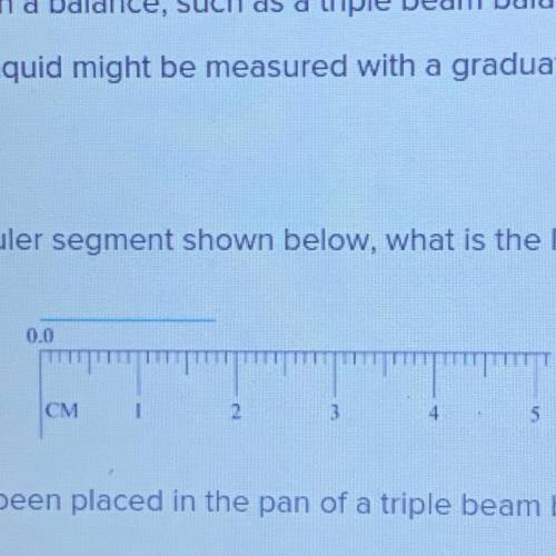 Using the enlarged metric ruler segment shown below, what is the length of the

blue line in centi