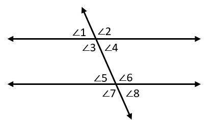 Which pair of angles are an example of supplementary angles?

A. Angle 1 and Angle 7B. Angle 3 and