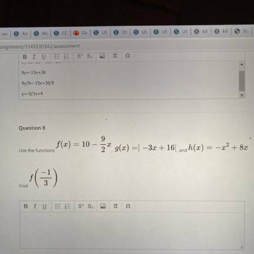 Use the functions to find f(-1/3)