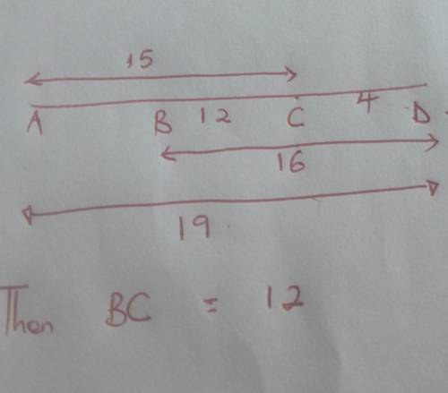 Find BC if AC=15 ,BD = 16 , And AD=19