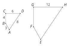 Quadrilateral EFGH is a scaled copy of quadrilateral ABCD. Select all of the true statements. *

5