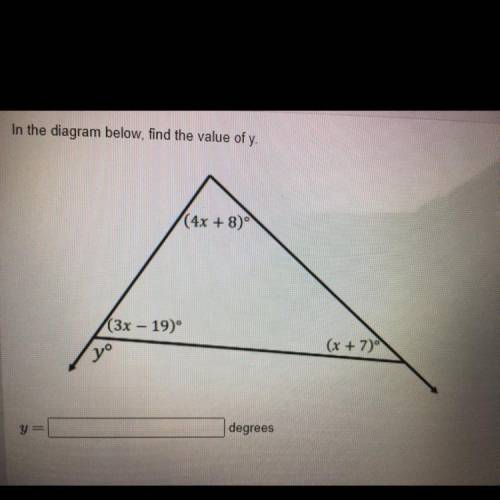 In the diagram below, find the value of y....