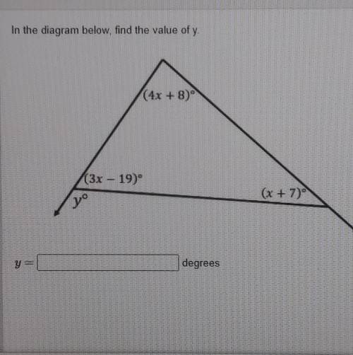 In the diagram below, find the value of y