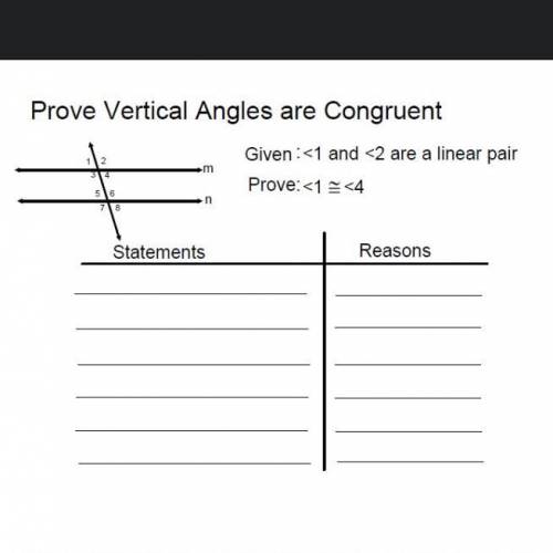 Prove Vertical Angles are Congruent