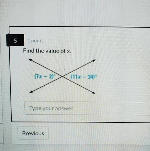 I need help with finding the value of x