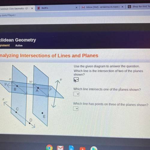 Analyzing Intersections of Lines and Planes

Use the given diagram to answer the question.
Which l