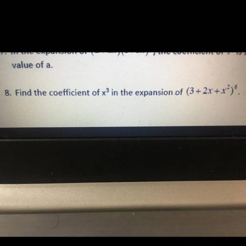 . Find the coefficient of x3 in the expansion of (3+2x+x2)6