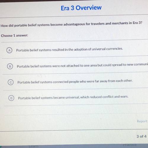 How did portable belief systems become advantageous for travelers and merchants in Era 3?

Choose