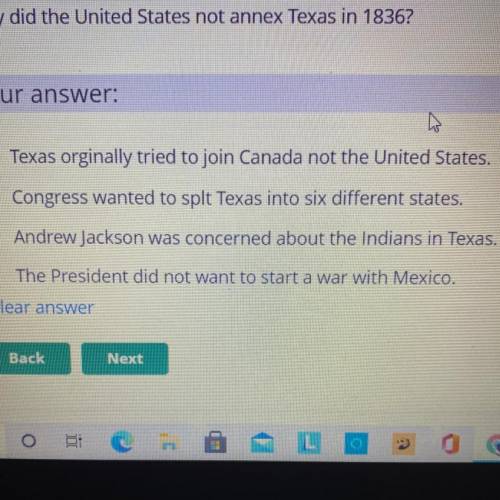 Why did the United States not annex Texas in 1836?