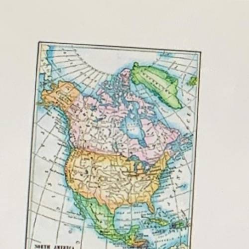 A map of North America is shown below.

What information can be acquired from this map if it has b